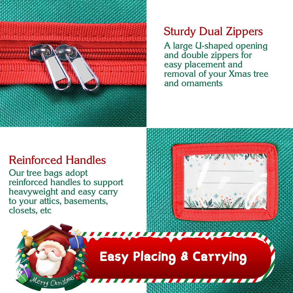 NVRGIUP Large Christmas Tree Storage Bag, Fits Up to 7.5 ft Artificial Disassembled Trees with Durable Handles, Sleek Dual Zipper & Tag Card, Waterproof Tear-proof Holiday Xmas Bags Box for Years Use NVRGIUP