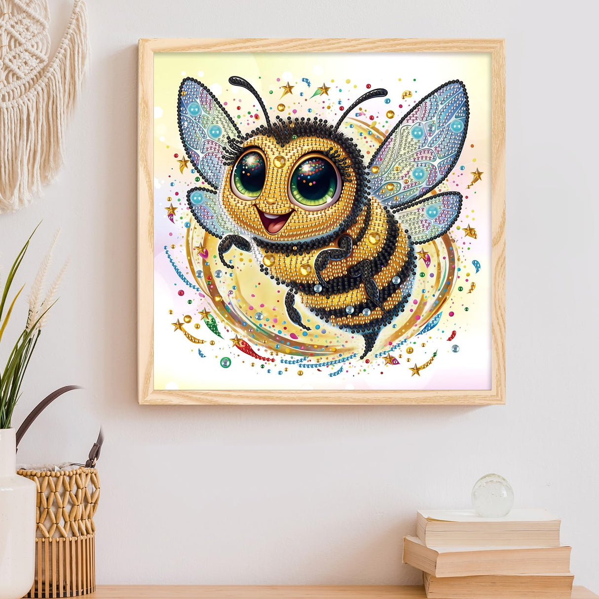 MVVMTOP Diamond Art Painting Kit, DIY Bee 5D Special Shape Crystal Diamond Partial Diamond Art Painting Mosaic Making Craft, Suitable for Home Wall Decor Art Gift, AT088 MVVMTOP