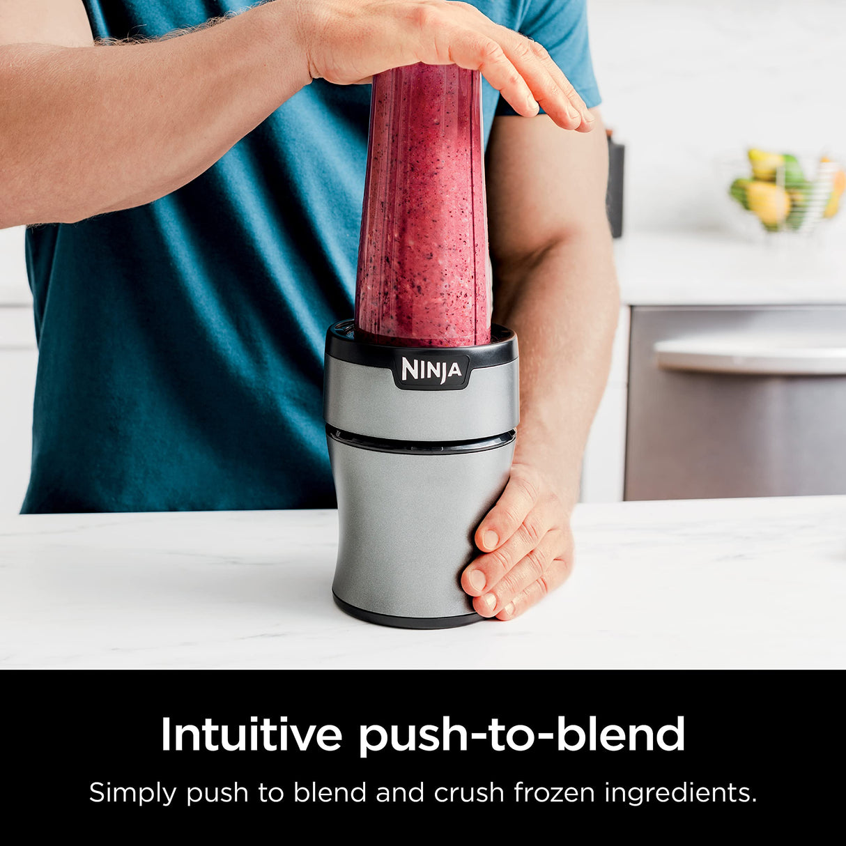 Ninja BN301 Nutri-Blender Plus Compact Personal Blender, 900-Peak-Watt Motor, Frozen Drinks, Smoothies, Sauces & More, (3) 20 oz. To-Go Cups, (2) Spout-Lids (1) Storage-Lid, Dishwasher Safe, Silver Ninja