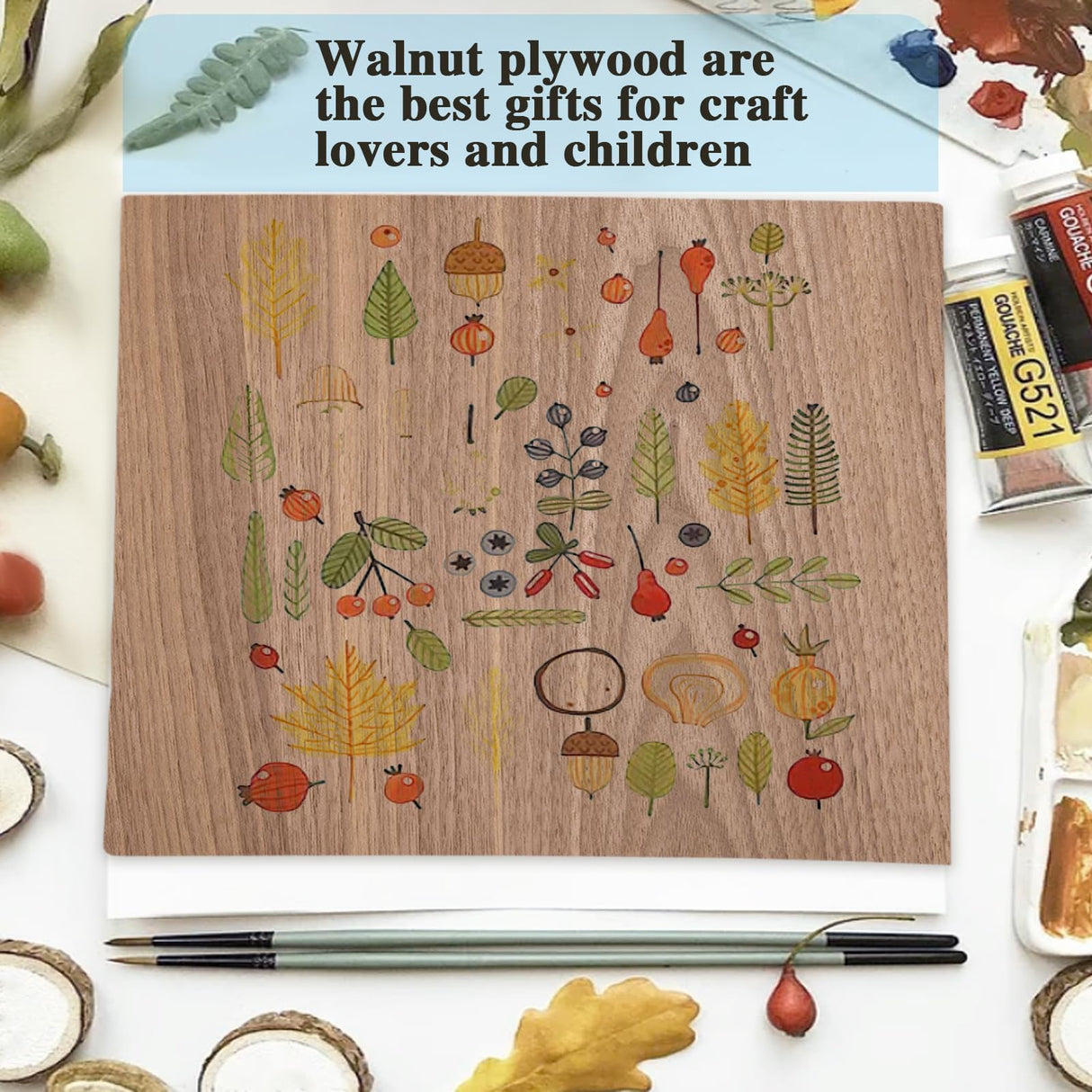 Walnut Plywood 6pcs, 1/8" x 12” x 12” Real Wood Plywood Sheets 1/8" Plywood Sheets 3mm Plywood for Laser Cutting and Engraving CMOOD