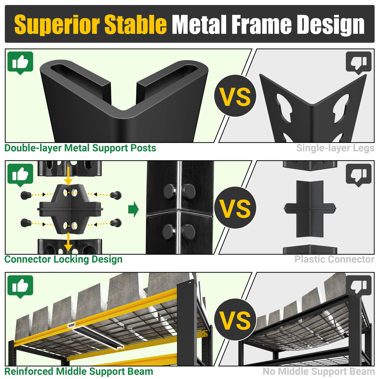PrimeZone Heavy Duty Storage Shelves - 40" W X 20" D X 60" H Adjustable Garage Wire Shelving Unit, 4 Tier Industrial Metal Shelf Standing Utility Rack for Warehouse, Basement, Black & Gold, 2 Pack PrimeZone