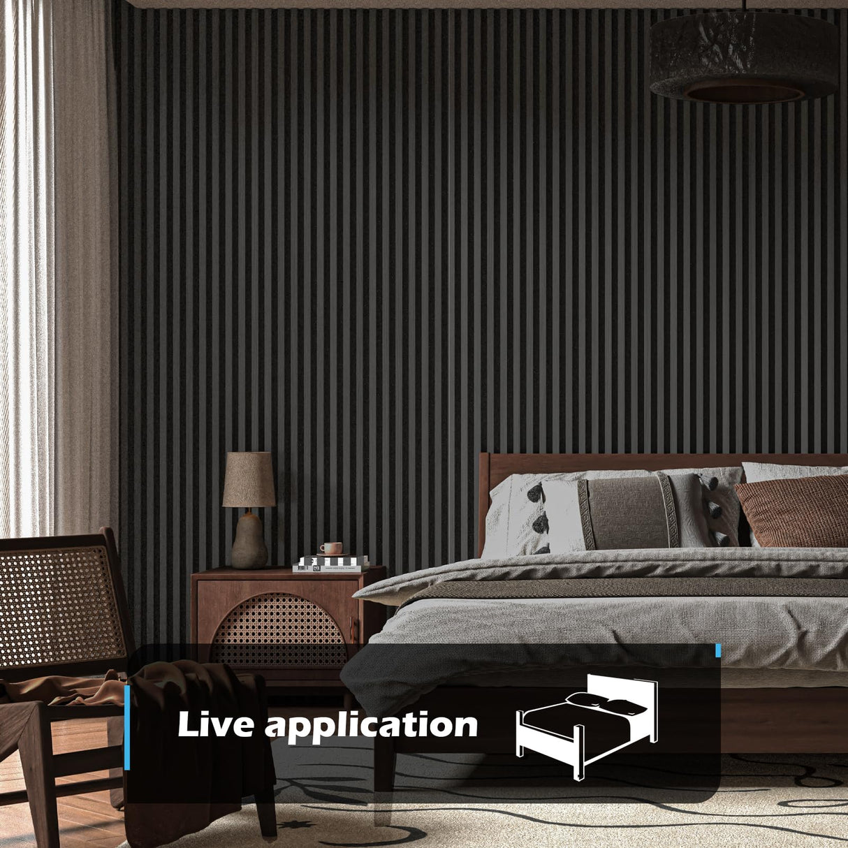 Art3d 2-Pack 108" x 12" Acoustic Wood Panels for Wall, Soundproof Wood Slat Panel for Wall and Ceiling, 3D Fluted Sound Absorbing Paneling for Interior Wall Decor, Living Room, Bedroom - Blackwood Art3d