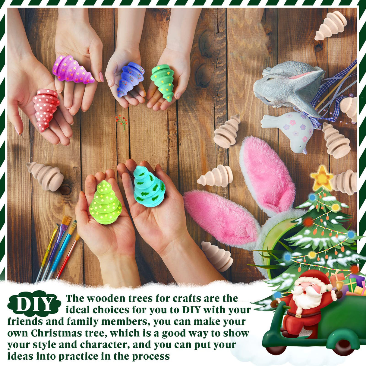 15 Pieces Unfinished Wood Christmas Tree Mini Wooden Xmas Tree Craft Blank Wooden Christmas Tree Ornaments Farmhouse Wood Trees DIY Natural Rustic Small Wooden Tree for Arts Handmade Drawing Supplies Maitys