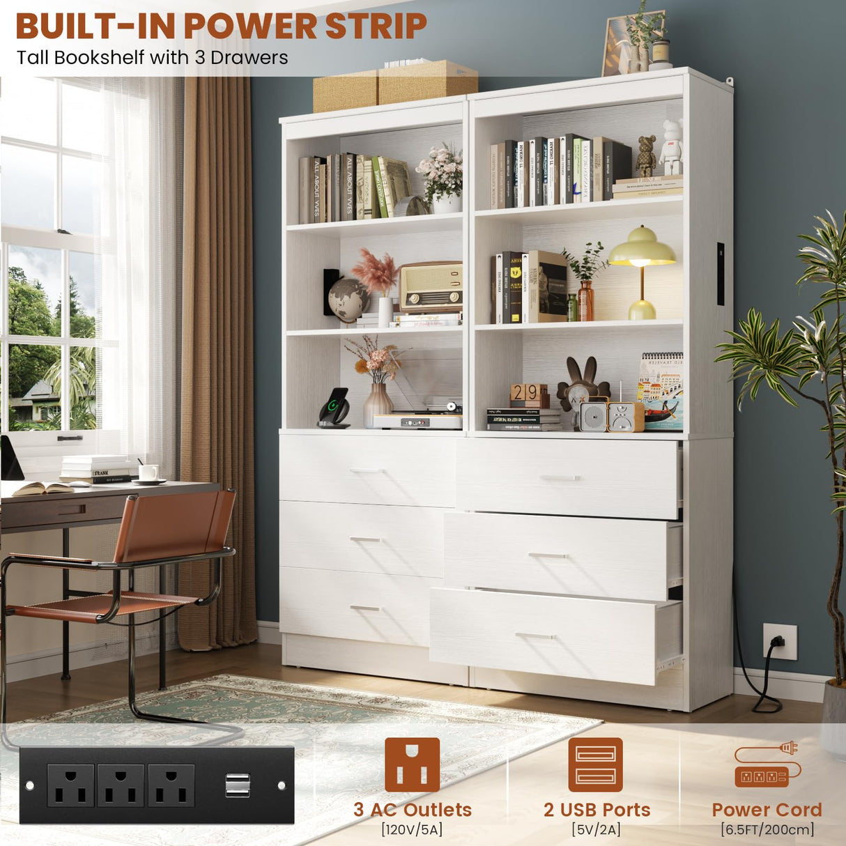 Aheaplus 23.6" Closet Drawers System, Wood Closet Organizer System with 3 Drawers, Modular Walk-in Closet Storage Unit, White (23.6" L x 13.8" W x 71" H) Aheaplus