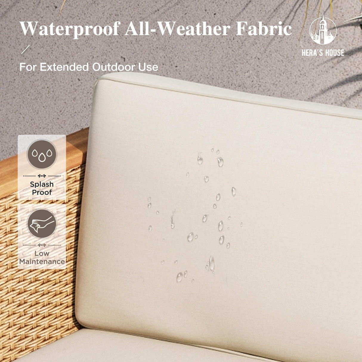 HERA'S HOUSE Small Patio Furniture Set, All Weather 3 Pieces Wicker Outdoor Sectional Set,Yellow Rattan Conversation Set with Lounge Sofa and Coffee Table for Lawn, Garden HERA'S HOUSE