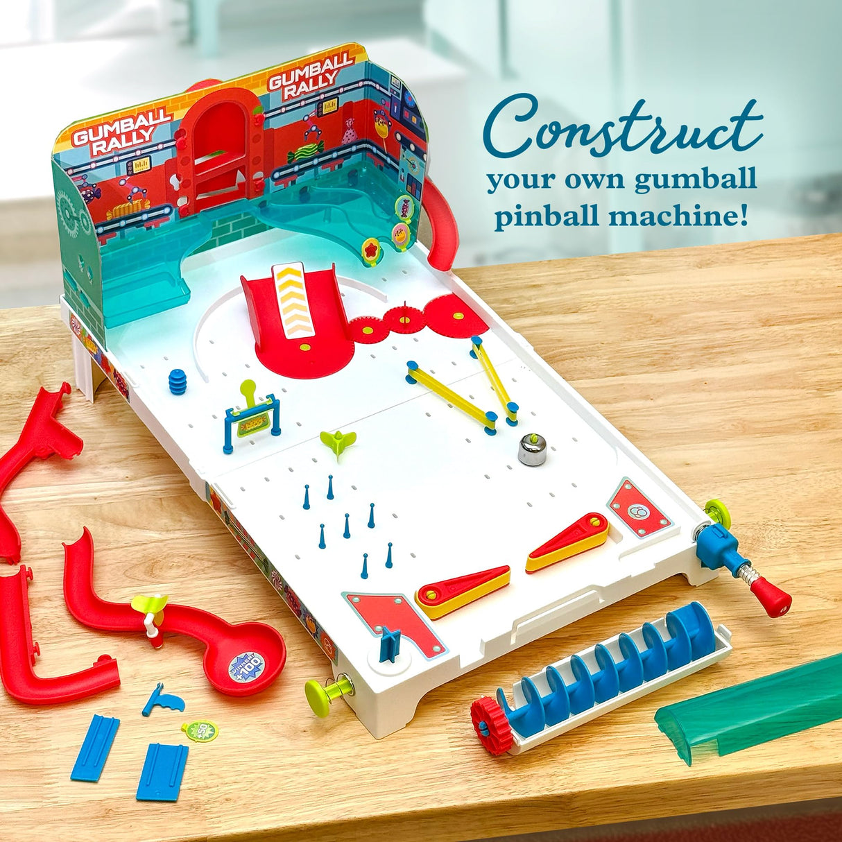 Thames & Kosmos Pinball Machine Maker STEM Experiment Kit Toy of the Year Finalist - Build a Reconfigurable Pinball Machine, Explore Physics, Force, Motion, Gravity, Simple Machines, Gumballs Included Thames & Kosmos