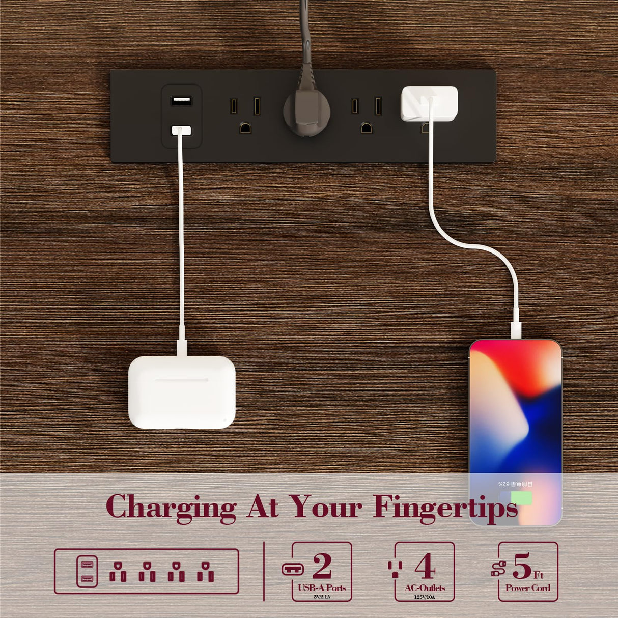 ROCHECASA TV Stand with Mount, Farmhouse TV Stand for 32-75 inch TVs with Charging Station LED Lights, Entertainment Center with Storage for Bedroom, Living Room ROCHECASA