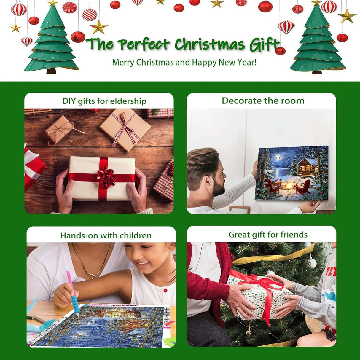 xackcme Lake Diamond Painting Kits for Adults, Winter Scenery Diamond Art Kits for Adults, Round 5D Snow Landscape Gem Art Kit for Adult DIY Crafts Kit Gift Sweet Home Wall Decor Gifts (16x12 inch) xackcme