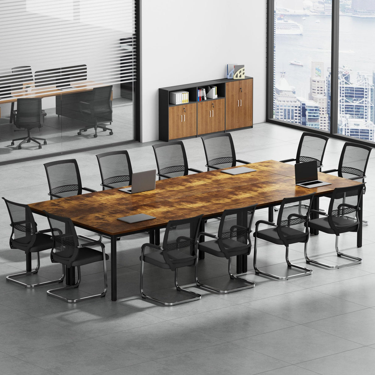Need Large Computer Desk 70.8 x 31.5 inches Conference Table Large Office Desk Writing Table Workstation for Home Office,Rustic Brown & Black 10FJGSAC3-180FG-ND Need