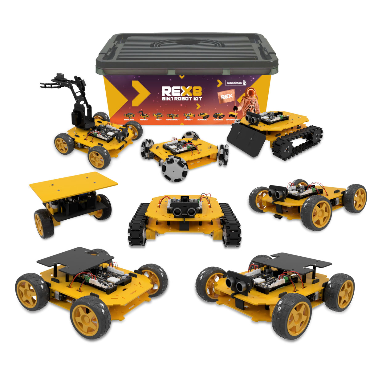 REX Evolution 8in1 Robotics Kit: Coding Robot Kit, Robotics Kit for Adults, Electronic DIY Smart Car Kit, 8 Model Robotics Set, Robot Kit robotistan