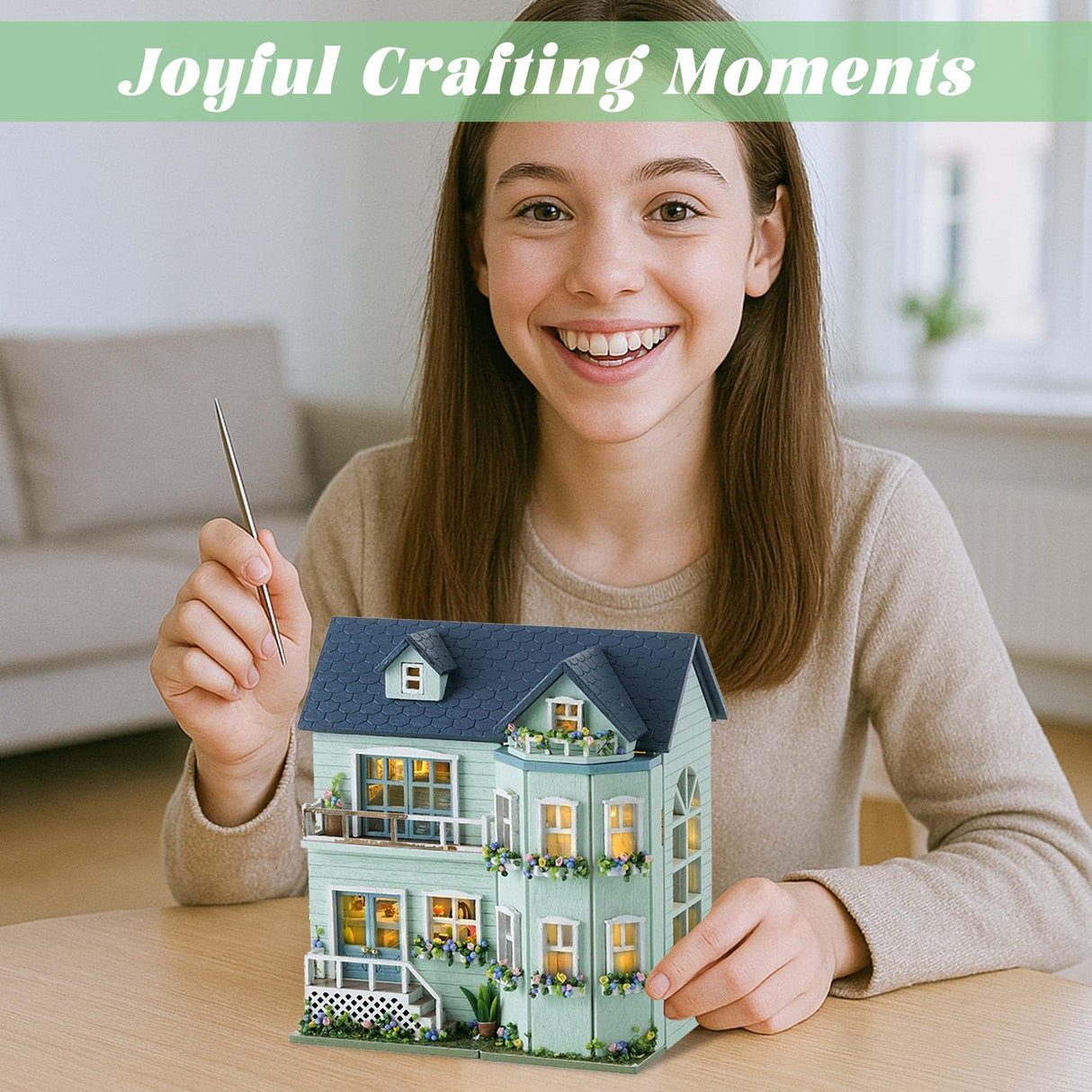 Flever Dollhouse Miniature DIY House Kit Creative Room with Furniture for Romantic Valentine's Gift (Warm House) Flever