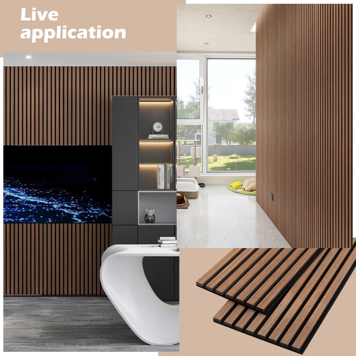 Kieacia Wood Slat Acoustic Panels for Wall and Ceiling | 3D Slat Wood Panels| Decorative Soundproof Paneling | Noise Reduction | 94.49"x 23.62" Each Box - Dark Walnut Kieacia