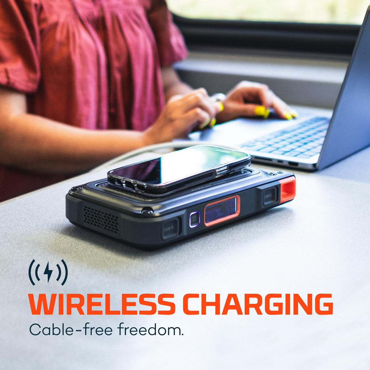 NEBO RAMBLER Portable Power Station, Powerful, Handheld, Versatile, Multi-Device Charging, Solar Ready with Integrated AC Inverter for Power to Work Remotely On or Off the Grid, Rambler 100 NEBO