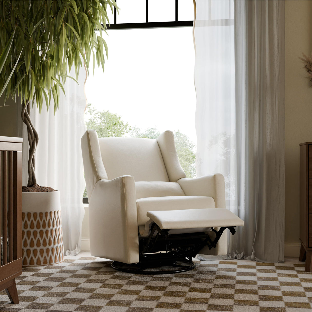 Babyletto Kiwi Electronic Power Recliner and Swivel Glider with USB Port in Performance Beach Eco-Weave, Water Repellent & Stain Resistant, Greenguard Gold and CertiPUR-US Certified babyletto