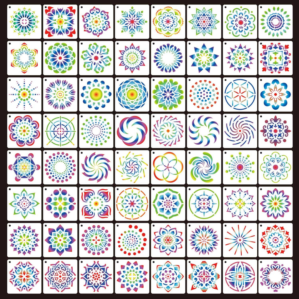 64 Pieces Stencils for Painting, Small Reusable Mandala Dot Stencil, Art Craft Template for Painting on Wood, Wall, Fabric, Rock, Chalkboard, Sign, DIY Art Scrapbook Projects(Mandala) eageus