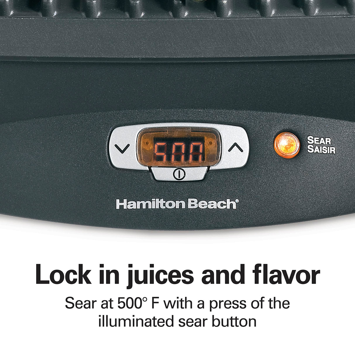 Hamilton Beach Steak Lover's Electric Indoor Searing Grill, Nonstick 100 Square, Stainless Steel (25331), Black and Stainless, Medium Hamilton Beach