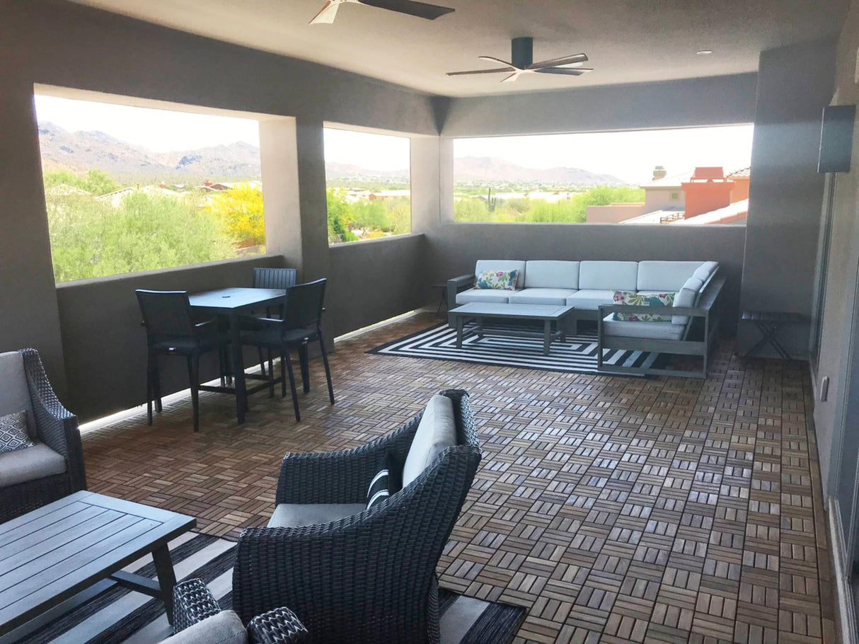 Bare Decor BARE-WF2009 Solid Teak Wood Interlocking Flooring Tiles (Pack of 10), 12" x 12", Brown Bare Decor