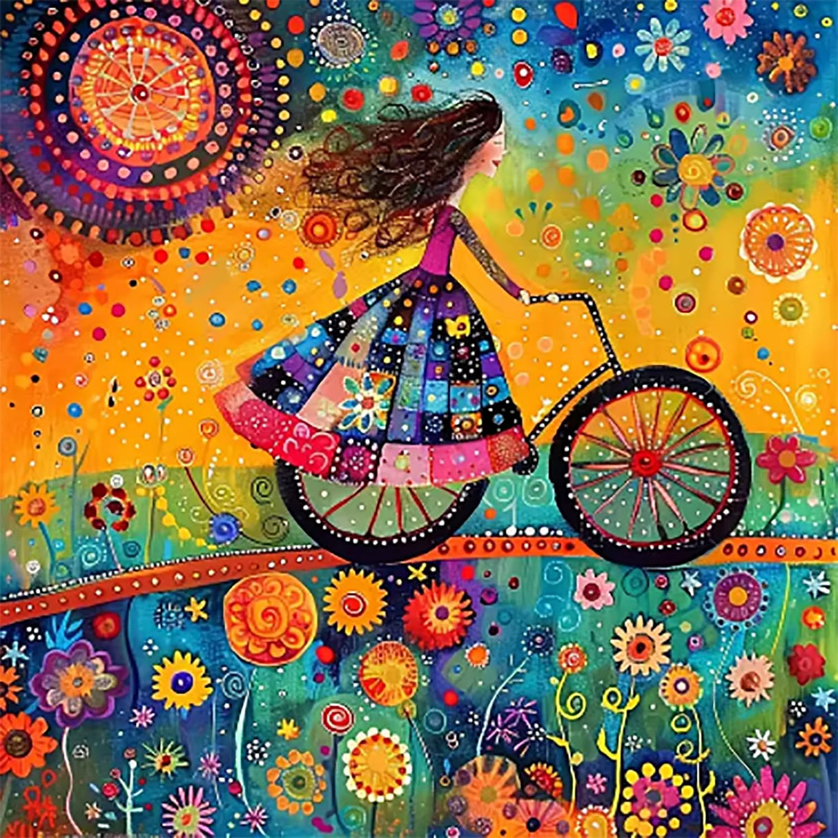 AIBOERL Diamond Art Kits for Adults,Abstract Girl Diamond Painting Kits for Beginner Round 5D Full Drill Diamond Dots Crafts for Home Wall Decor Gifts 12x12Inch AIBOERL