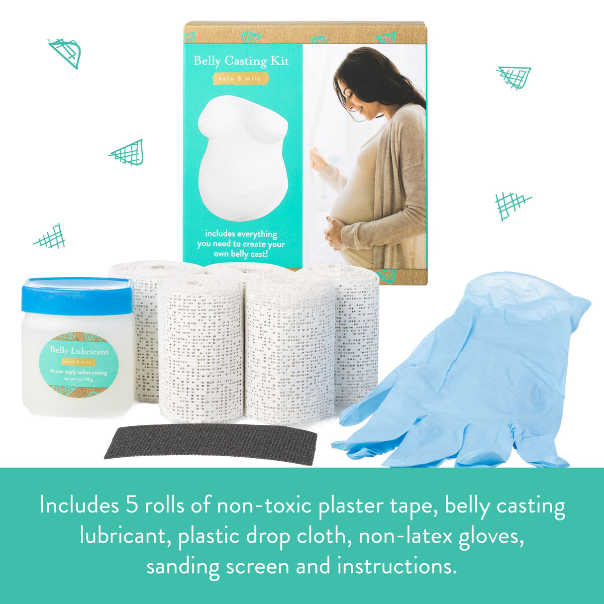 Kate & Milo Belly Casting Kit, Pregnancy Keepsake Making Kit, Easy DIY Plaster Cast Baby Bump Keepsake, Perfect For Expecting Moms and Ideal Nursery Decor Kate & Milo