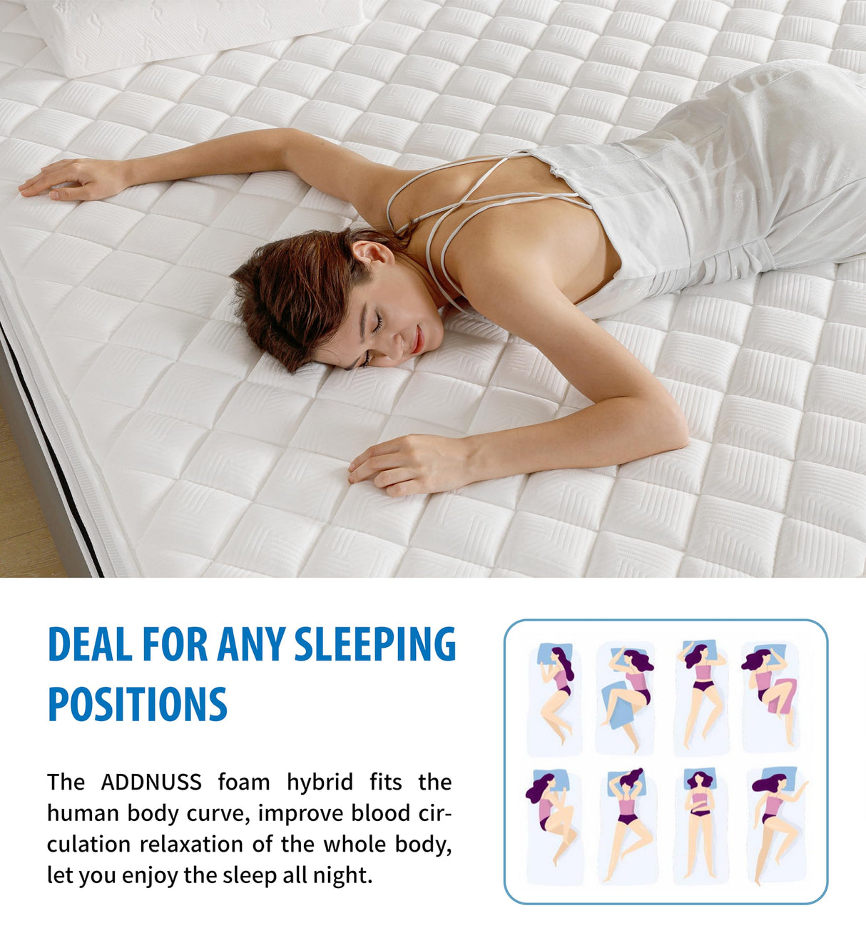 ADDNUSS Full Mattresses,Memory Foam Hybrid 10 Inch Full Size Mattress,Black&White Pocket Spring Full Size Black&White Mattress,Medium Firm Comfort Mattress,CertiPUR-US. ADDNUSS