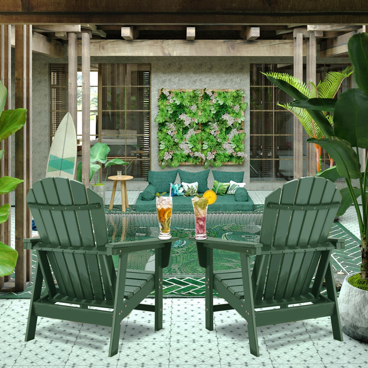 Restcozi Adirondack Chairs, HDPE All-Weather Adirondack Chair, Fire Pit Chairs (Traditional) (1, Dark Green) Restcozi