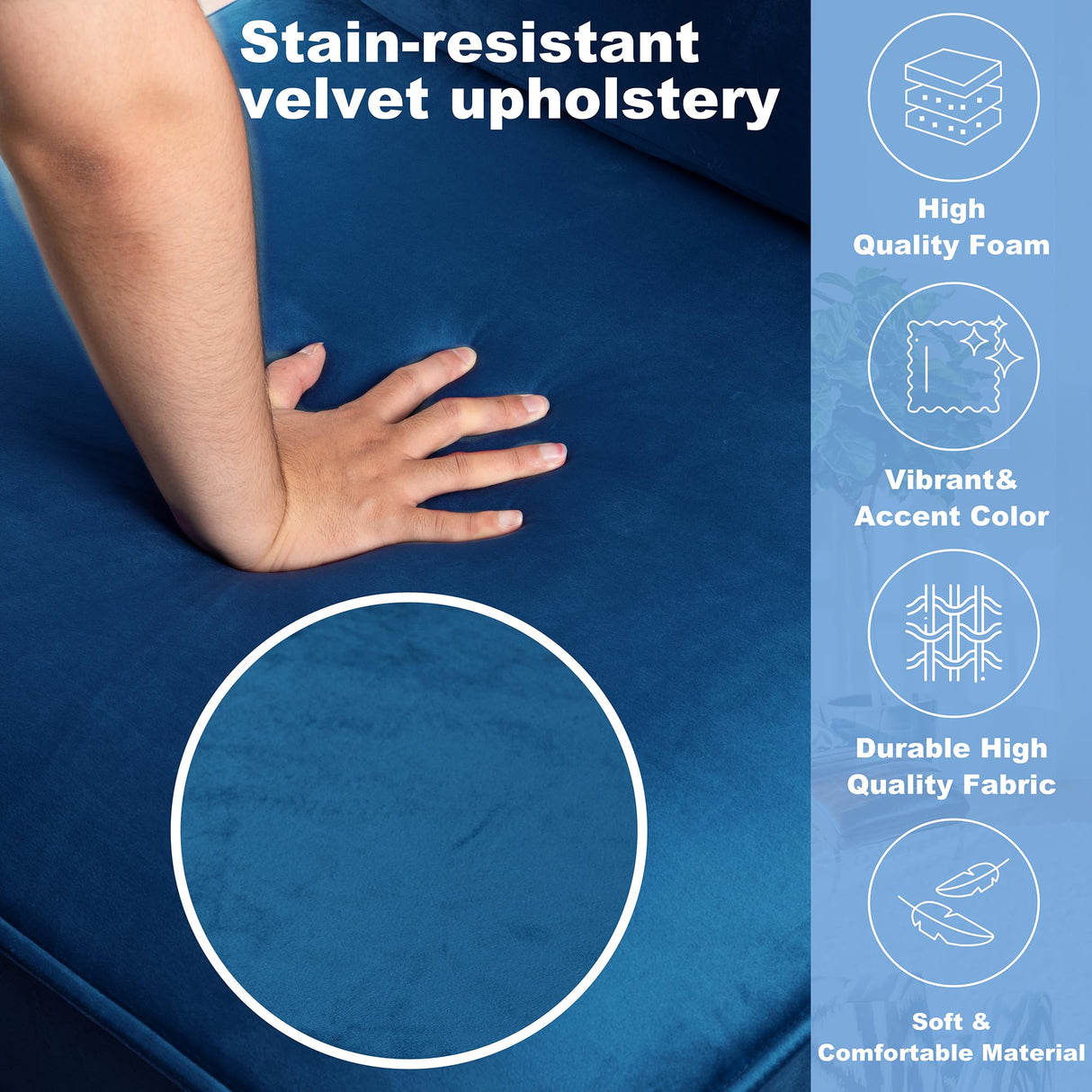 Vongrasig 6 Pieces Sectional Couch Modular Sofa with Reversible Chaise Velvet U-Shaped Couch Sofa 6-seat Modular Large Sectional Couch with Ottoman for Living Room, Upholstered Cushion (Dark Blue) Vongrasig