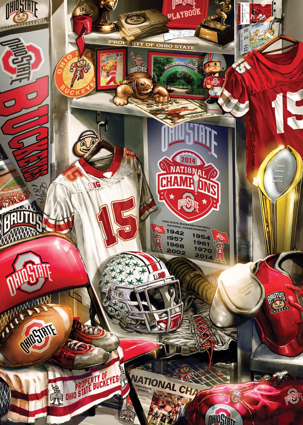 MasterPieces Game Day 500 Piece Jigsaw Puzzle for Adults - NCAA Ohio State Buckeyes Locker Room - 15"x21" Masterpieces