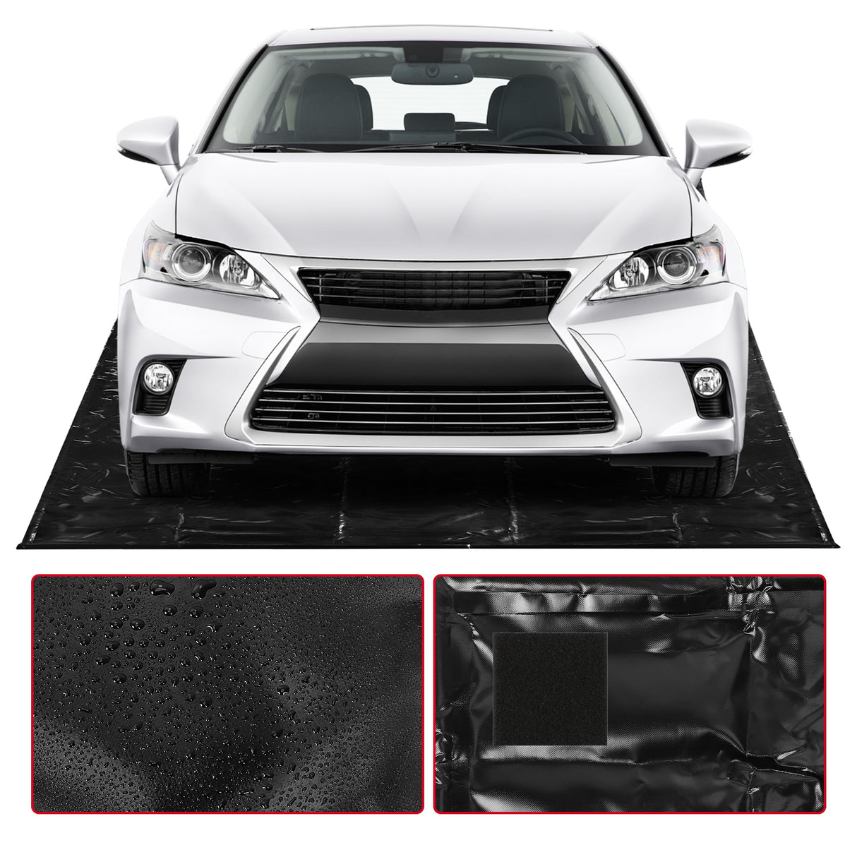 Partol Garage Floor Containment Mat Non-Slip Garage Floor Mat Heavy Duty Waterproof Garage Mat Floor Protection from Sand, Snow, Rain and Mud for Cars (8.6 x 20ft) PARTOL