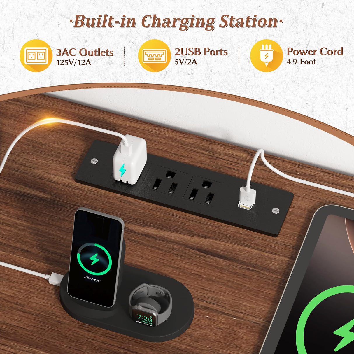 Entertainment Center with 2 LED Lights & Power Outlets, Large Farmhouse Wall Unit Entertainment Center for 60 Inch Television Stand, TV Stands for Living Room with Storage Shelf, White EnHomee