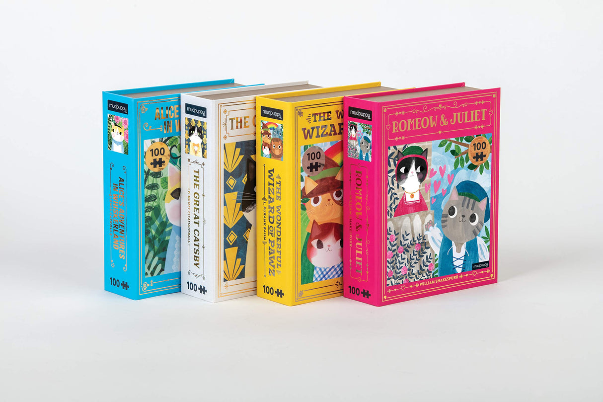 Mudpuppy The Wonderful Wizard of Pawz Bookish Cats Puzzle, 100 Pieces, 10.75” x 13.5” – Jigsaw Puzzle for Ages 6 & Up, Features an Adorable Cat Portrait from The Iconic Movie with Foil Embellishments Mudpuppy