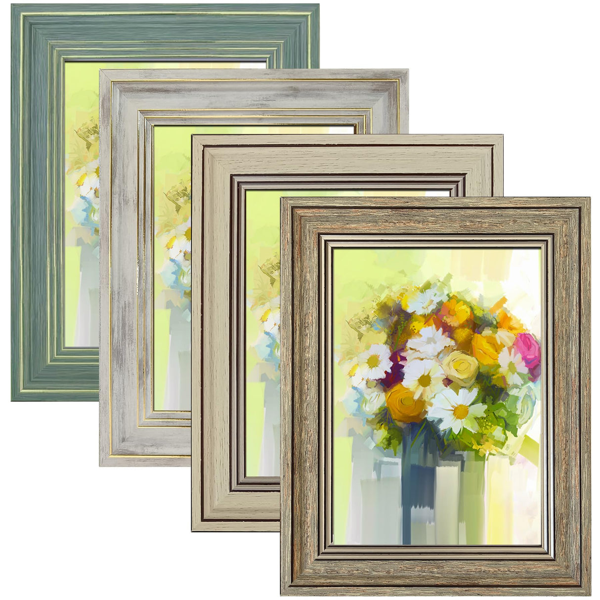 LUCKYLIFE 5x7 Picture Frame Set of 4, Rustic Farmhouse Picture Frames for Table or Wall Hanging LUCKYLIFE