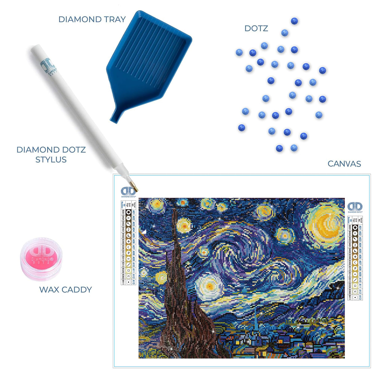 DIAMOND DOTZ Starry Night (Van Gogh) Diamond Painting Kits for Adults - Diamond Art Kits a Relaxing Creative Craft Kit with Dotz Gems 16x20 DIAMOND DOTZ