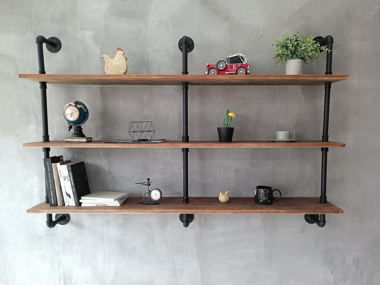 HDDFER Floating Shelves for Wall Bookshelf Industrial Pipe Shelving Shelves Natural Wood Planks 60 inch Rustic Wall Shelves Hanging Bookshelves Farmhouse Kitchen Shelving HDDFER