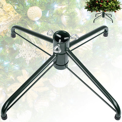 JSungo Folding Christmas Tree Stand, 16.3inch Replacement Christmas Tree Base for 4-6 Feet Artificial Tree, Metal Xmas Tree Holder Fits 0.5 - 1.37 Inch Tree Pole, DarkGreen