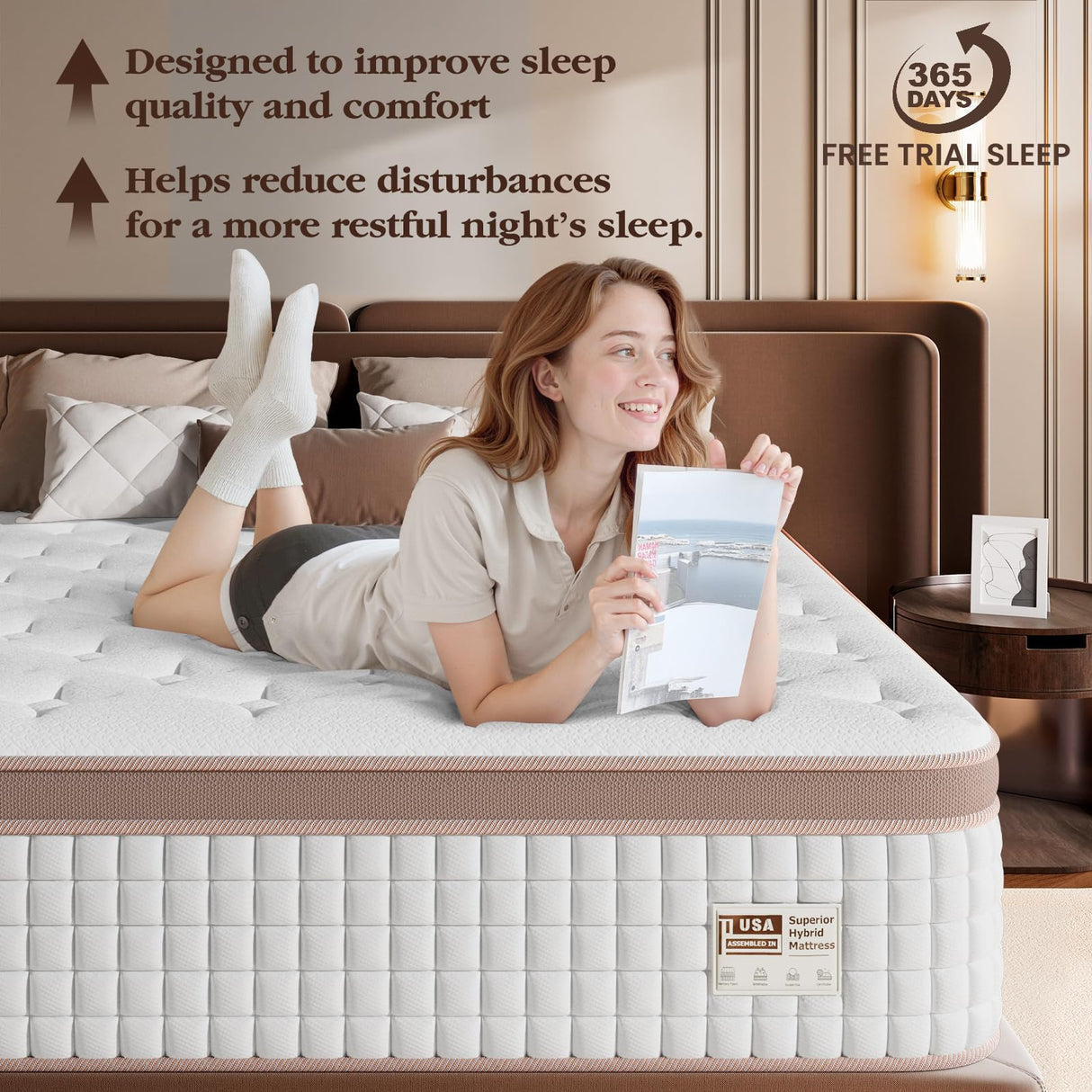 Mattress Queen Size 14 Inch - Firm Hybrid Bed in a Box for Couples & Light Sleepers, 366-Night Trial, Pocket Spring Mattress for Back Pain Relief & Motion Isolation, CertiPUR-US Certified FP FLEXPEDIC