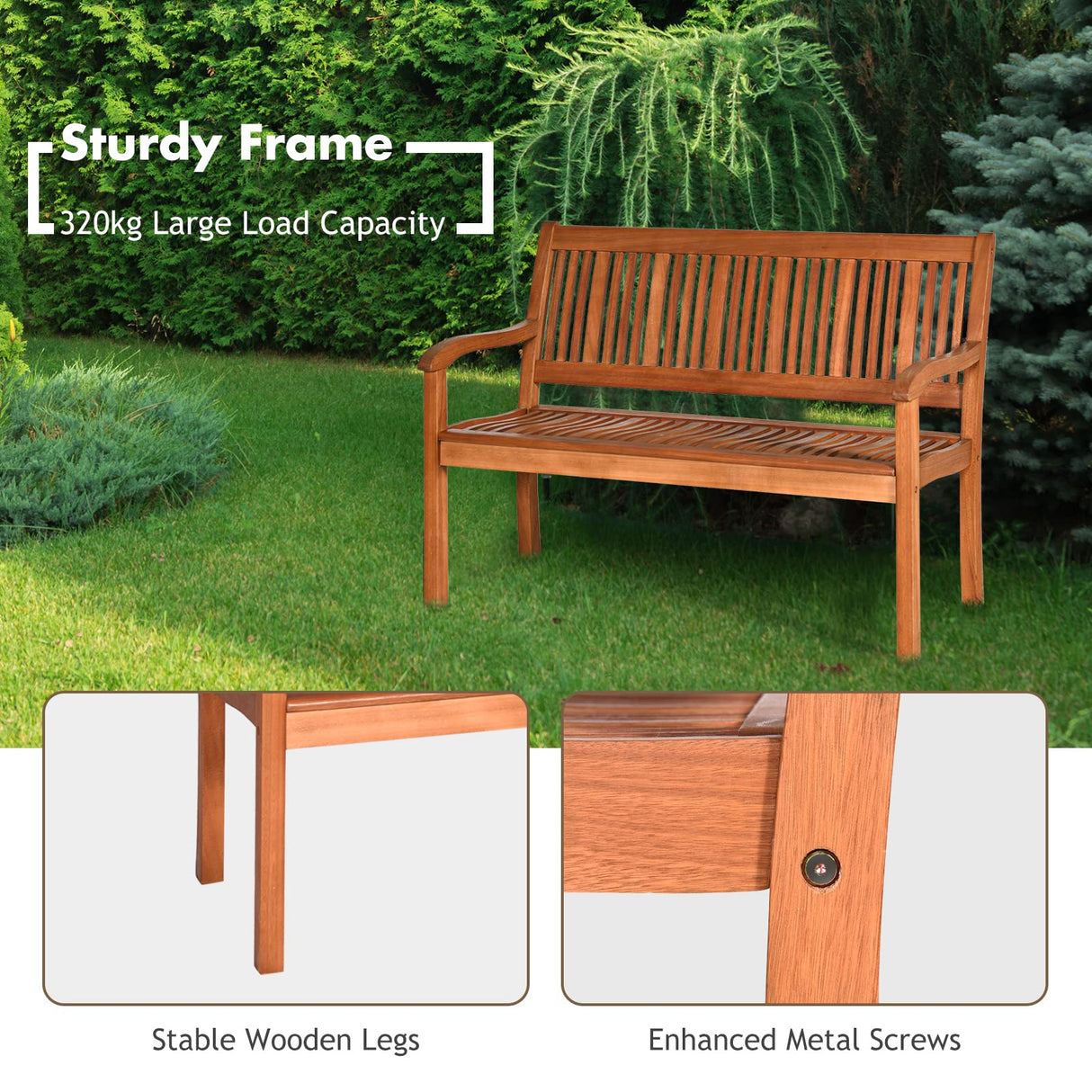 LDAILY Moccha Wood Outdoor Bench, Multi-use, Sturdy and Durable, Easy Assembly, Natural Teak Material, Ideal for Garden, Patio, Porch LDAILY