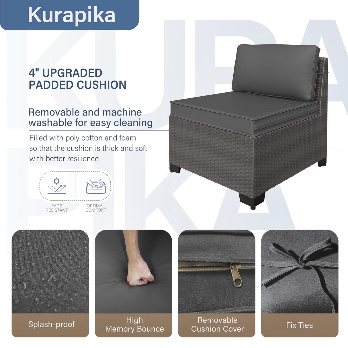 Kurapika 10 Pieces Patio Furniture Set, Rattan Wicker Outdoor Conversation Sets w/43in Propane Fire Pit Table, Swivel Rocking Chairs Patio Sectional Sofa w/4 Inch Cushion, Grey Kurapika