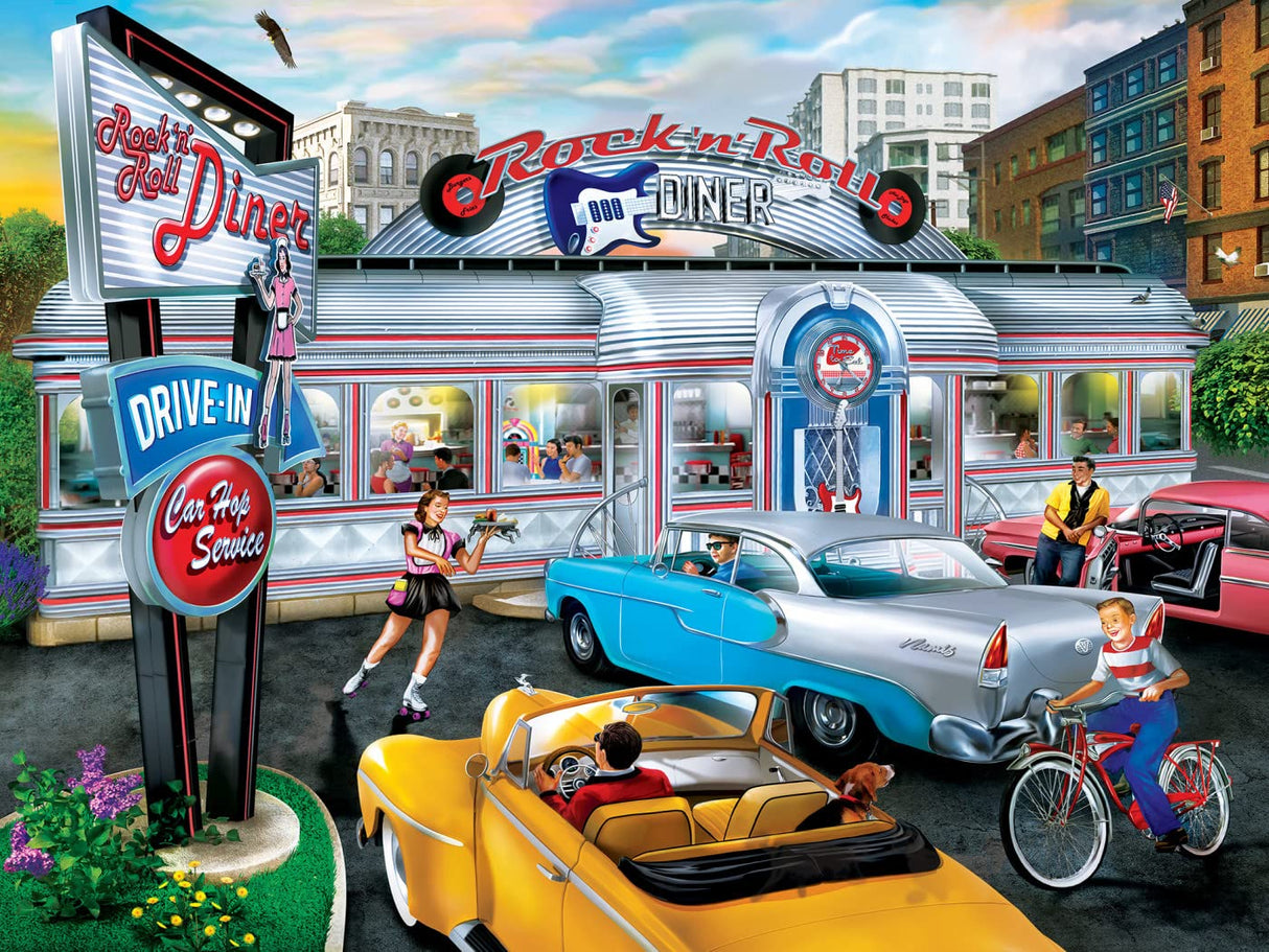 MasterPieces 550 Piece Jigsaw Puzzle for Adults, Family, Or Youth - Rock & Rolla Diner - 18"x24" - Nostalgic Retro Jigsaw Puzzle Masterpieces