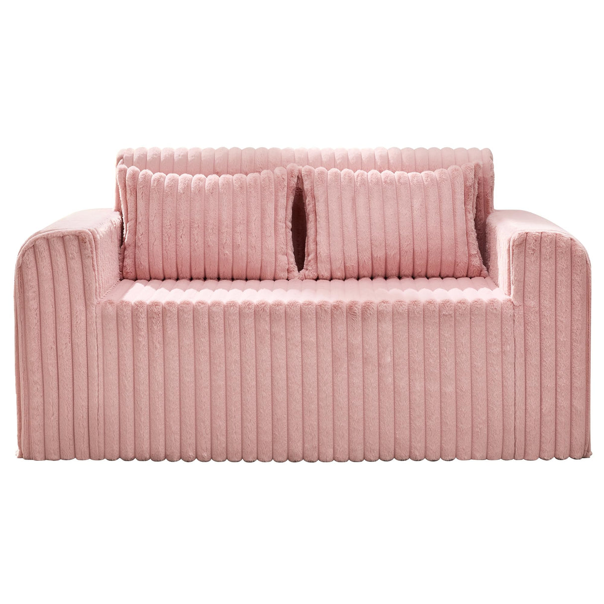 Hobestluk Couch Sofa 2-Seater Foam Sofa Loveseat for Small Spaces Comfy Sofas with Removable Cover Furry Couch with Pillows for Living Room, Bedroom, Apartment, Office (Pink, Loveseat) Hobestluk