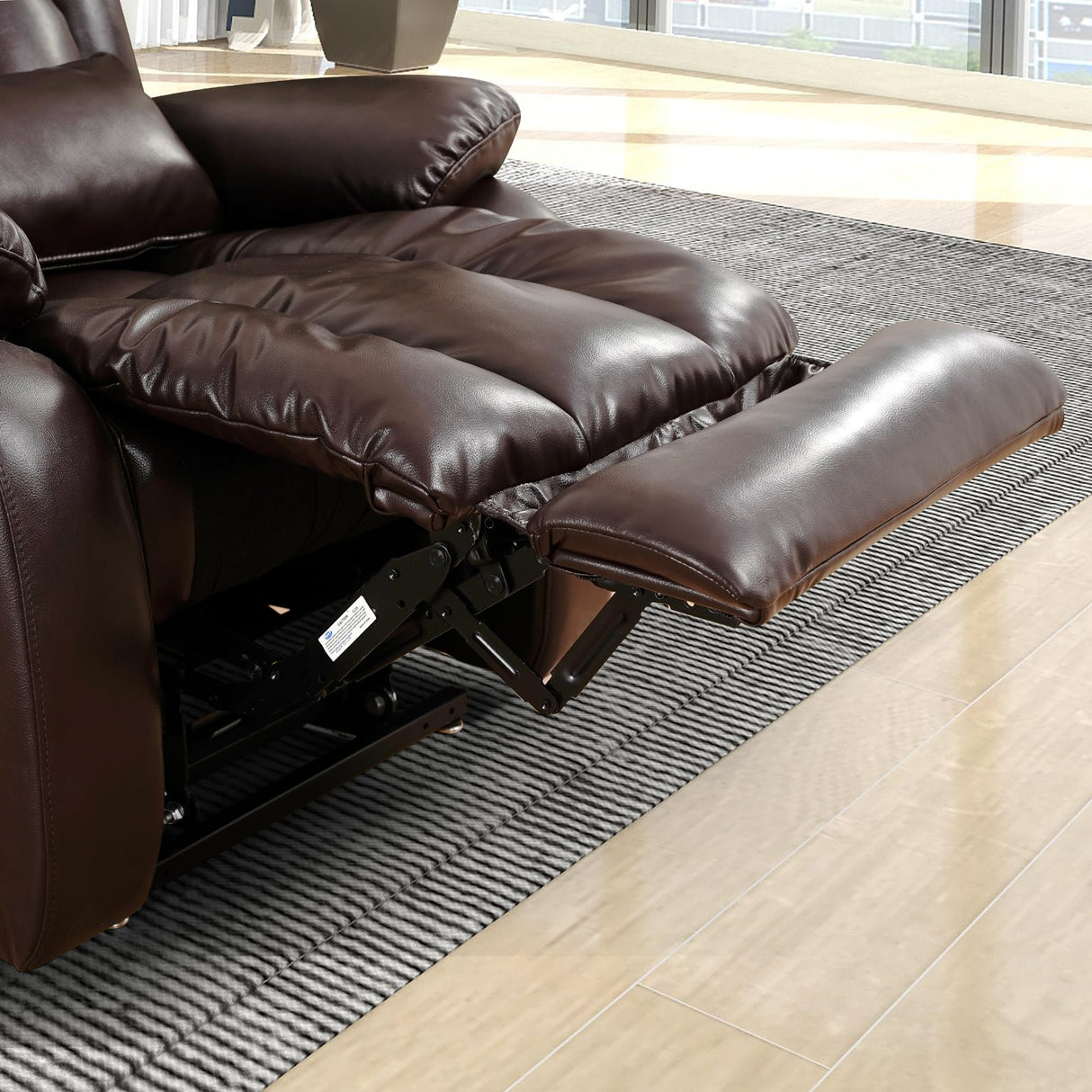 EDILLY Large Genuine Leather Power Lift Recliner Chair for Elderly, Dual Motor with Massage and Heating,with Double Lumbar Cushion and Extended Footrest,USB Port and Remote(Brown) EDILLY