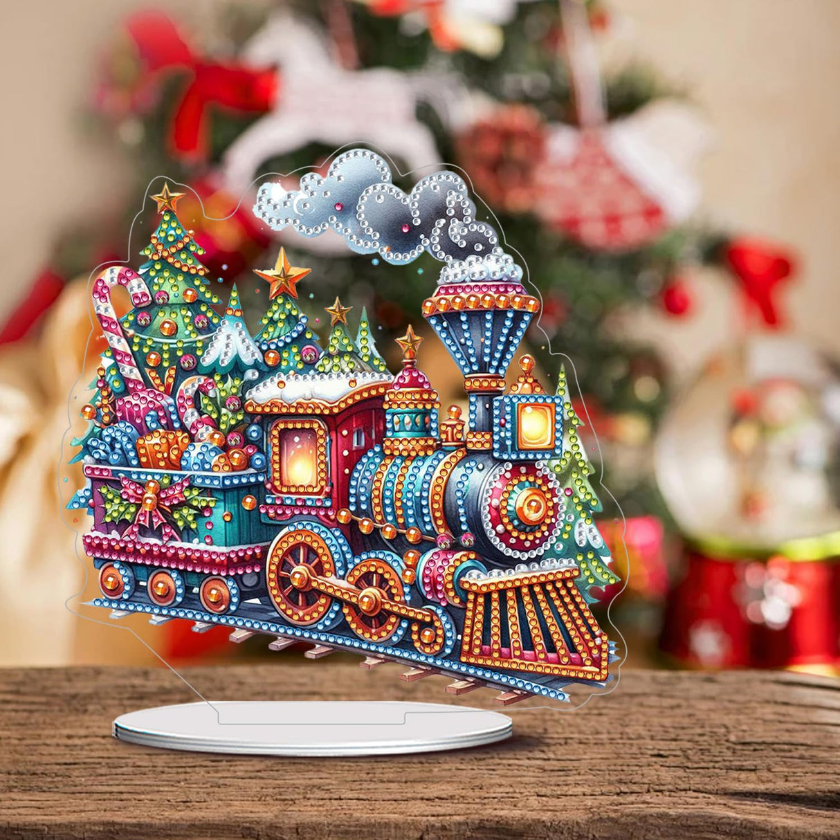 ARPADAMO Diamond Art Tabletop kit for Adult,DIY Diamonds Painting kit,Christmas Train Diamonds Painting for Adult, 7.8x7.6 inch Acrylic Diamonds Painting Board Kit, Special Crystal Diamond ARPADAMO