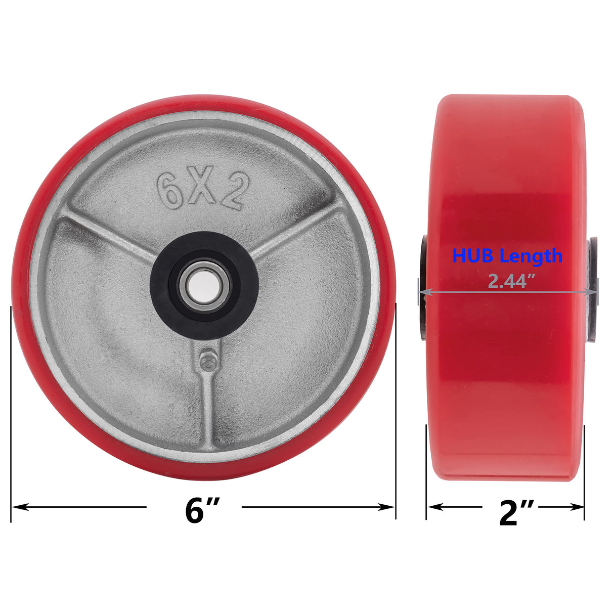 6"X 2" Heavy Duty Casters Wheels - Industrial Caster Wheels Polyurethane Caster Wheel with Strong Load-bearing Capacity 5000 LB, heavy duty casters wheel -set of 4, Widely Used in Tool Box, Trail Jack SY America