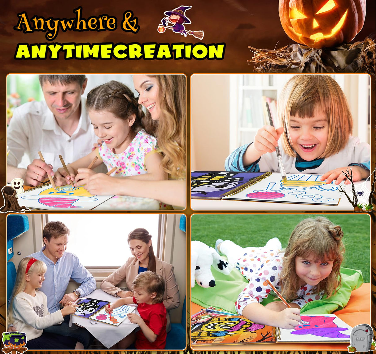 ilauke Art & Craft Activity - Foil Fun Art Craft Paper Kid Carft, DIY Creative Activity, Foil Art Stickers for Birthday Halloween for Boys & Girls Ages 3, 4, 5, 6, 7 ilauke