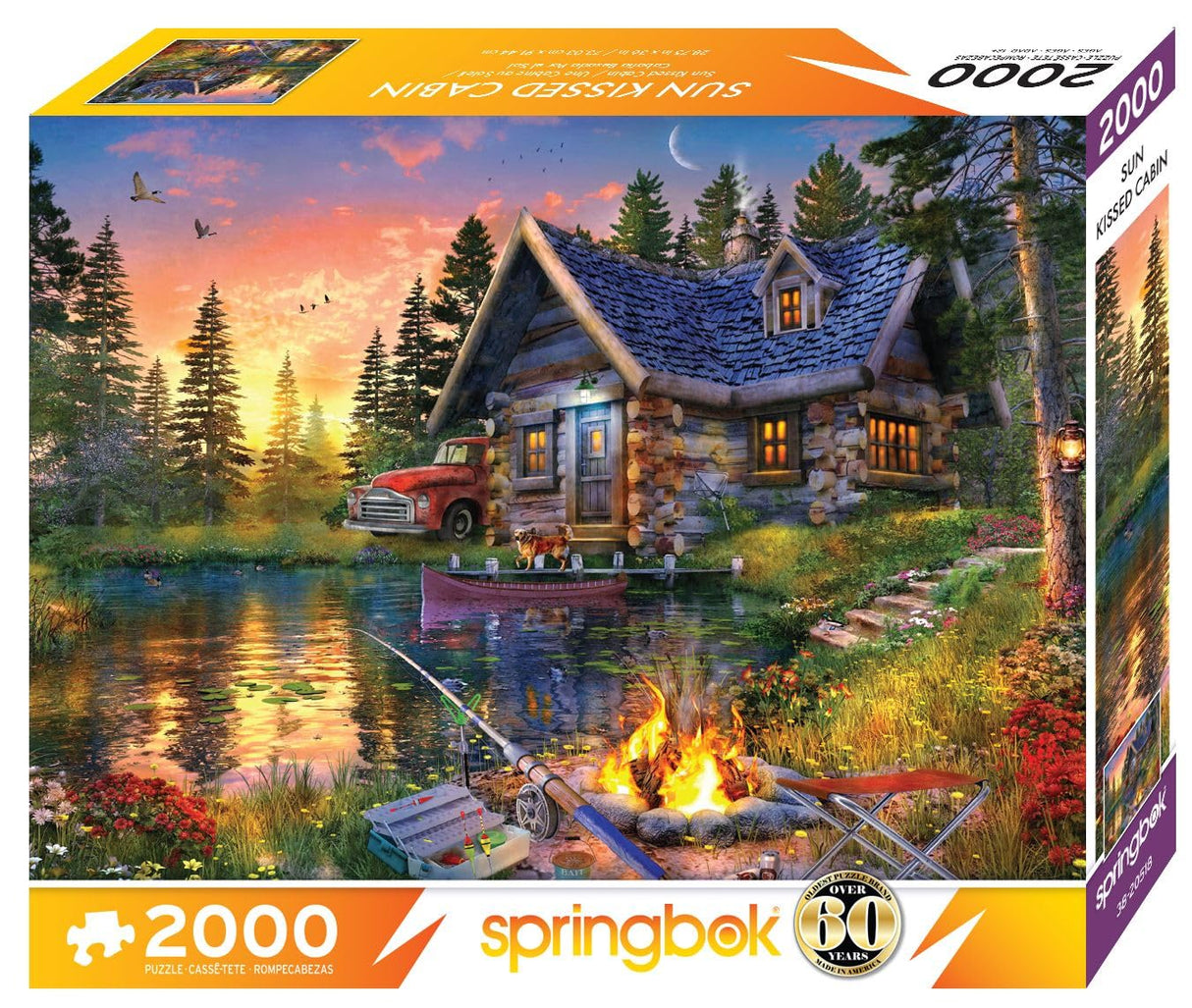 Springbok's Sunkissed Cabin 2000 Piece Puzzle for Adults Features a Beautifully Illustrated Lakeside Cabin Retreat Springbok