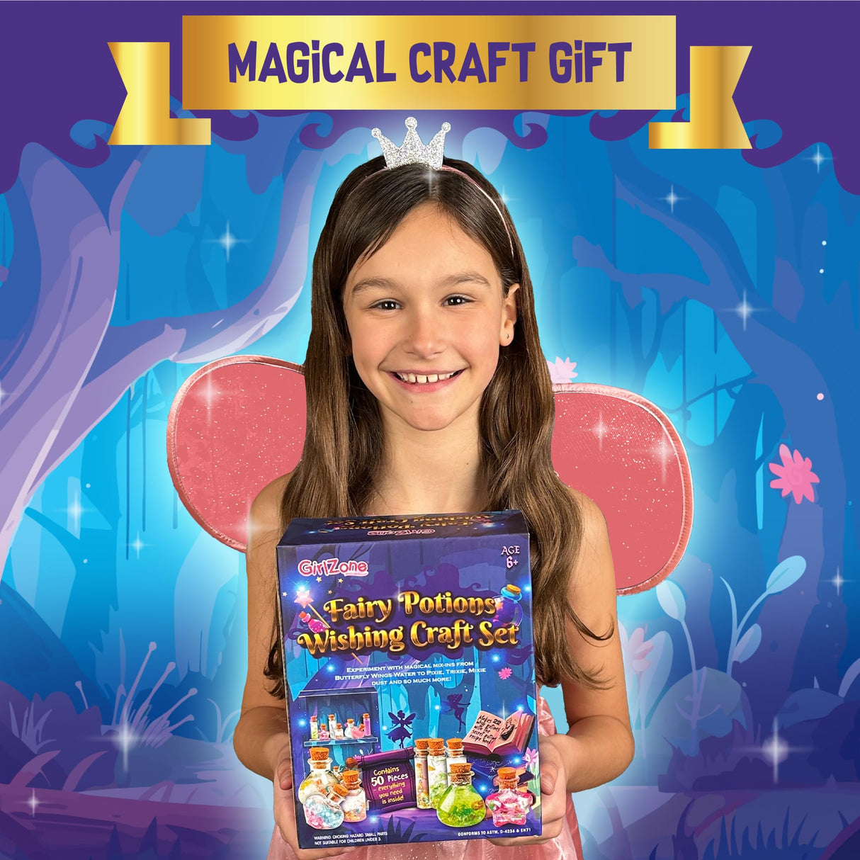 GirlZone Fairy Potions Wishing Craft Set, Kids Potion Making Kit with 50 Pieces to Create Fairy Potion Fun Crafts for Girls 8-12, Ideal Gift for Kids GirlZone