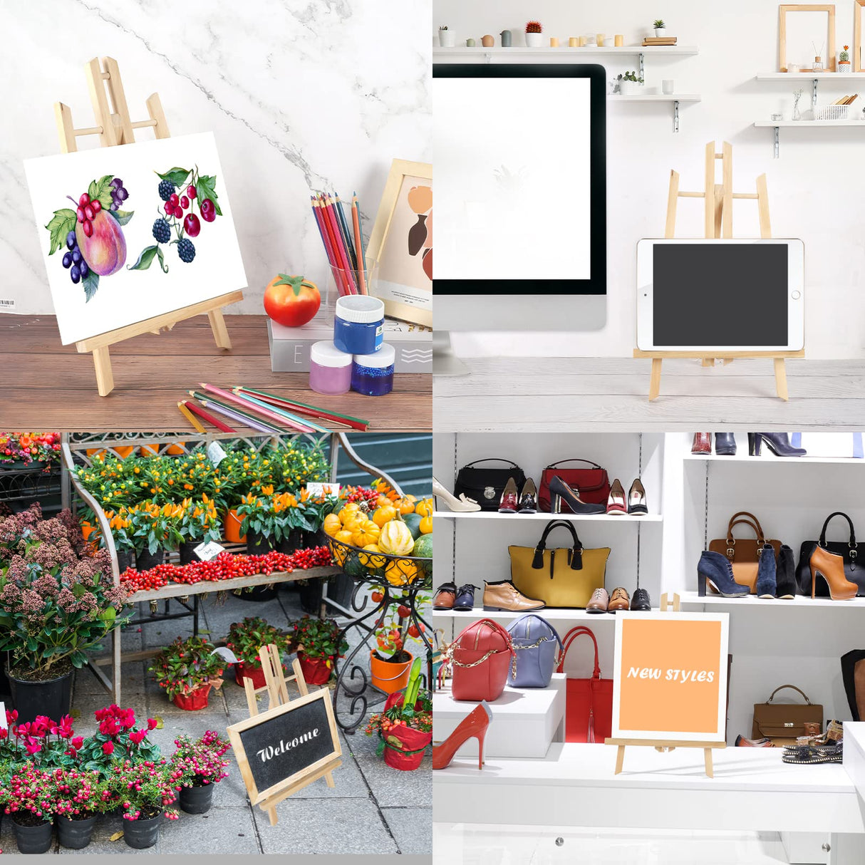 Jekkis 3 Packs 16 Inch Easel Stand, Table Top Easel for Painting, Wooden Tabletop Display Easels, Art Craft Painting Easel Stand for Kids Artist Adults Students Classroom Jekkis