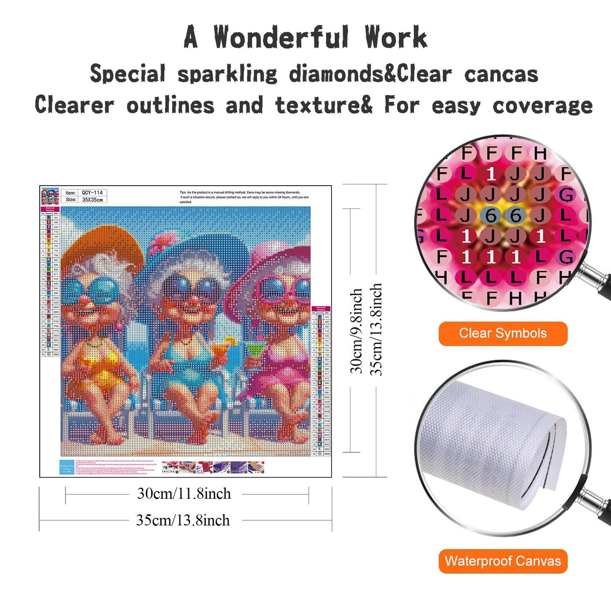 GUMITOON Old Ladies Diamond Art Kits for Adults-Full Drill Diamond Dots Paintings for Beginners, Round 5D Paint with Diamonds Pictures Gem Art Painting Kits DIY Crafts Kits 14"x14" QCY-114 GUMITOON