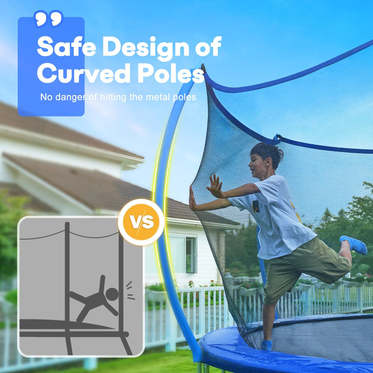 Zupapa 1500LBS Weight Capacity No-Gap Design Kids Trampoline 16FT 15FT 14FT 12FT 10FT Outdoor Safety Enclosure Trampolines with Non-Slip Ladder for Children, Adults & Family Backyard Fun Zupapa