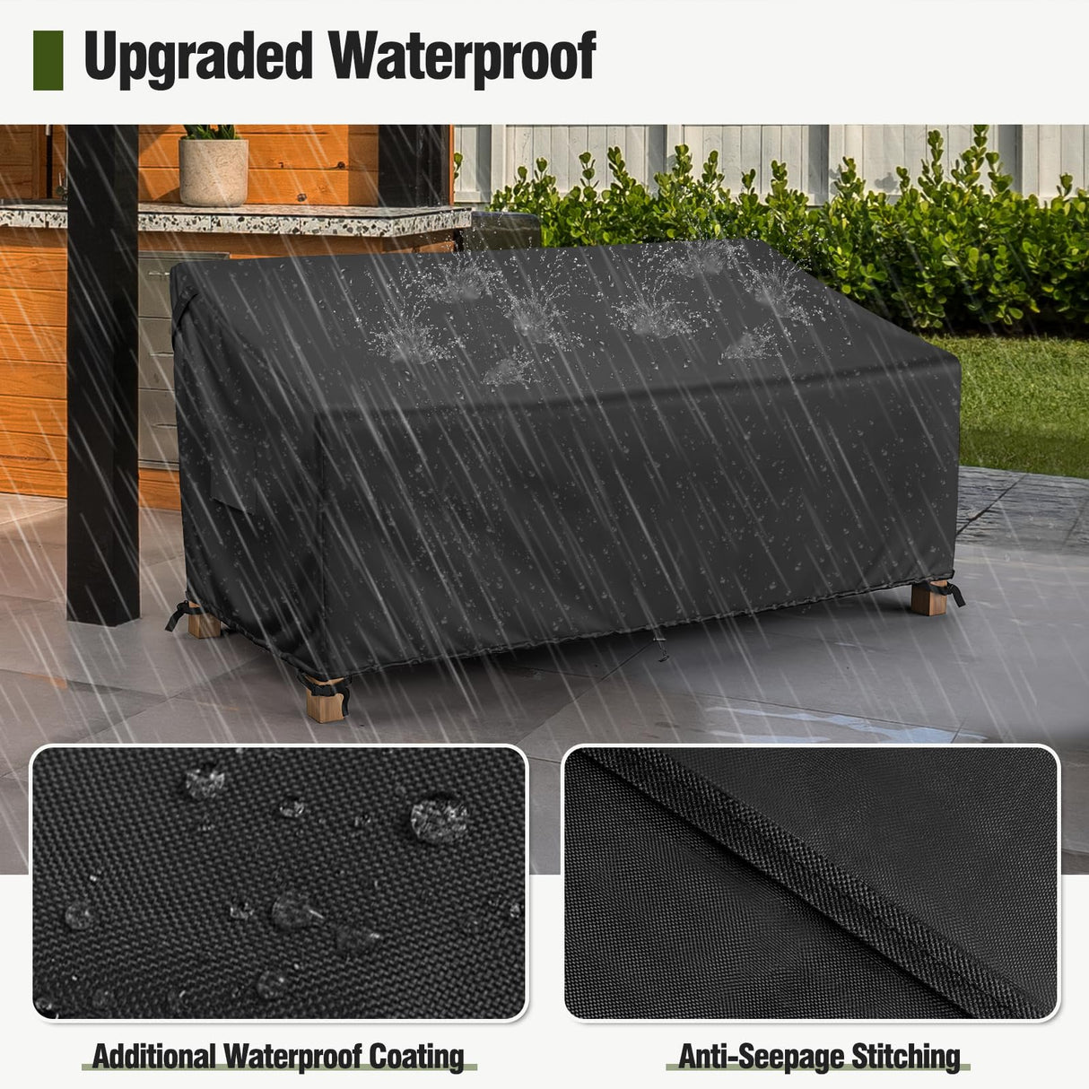 MR. COVER 3-Seater Outdoor Couch Cover Waterproof, 80 Inch Patio Furniture Cover for Sofa, High-Quality Polyester & Double-Stitched Seams, Classic Black MR. COVER