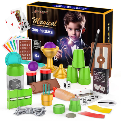 AEROQUEST Magic Kit for Kids, 300+ Magic Tricks Perfect Toy for Boys and Girls, Magic Wand Magician Set with Instruction Manual and Video for Beginners Ages 6 7 8 9 10 11 12 Years Old